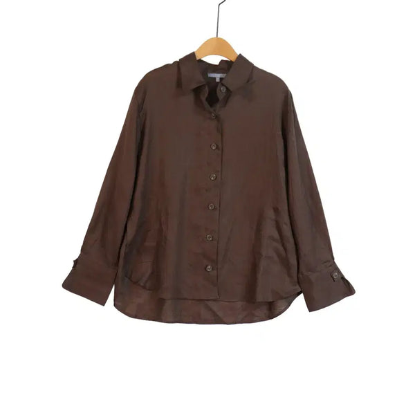 [BUNJANG] LBL Brown Linen 100% Shirt Jacket Size 66 / LBL 브라운 린넨100 셔츠 자켓 66
