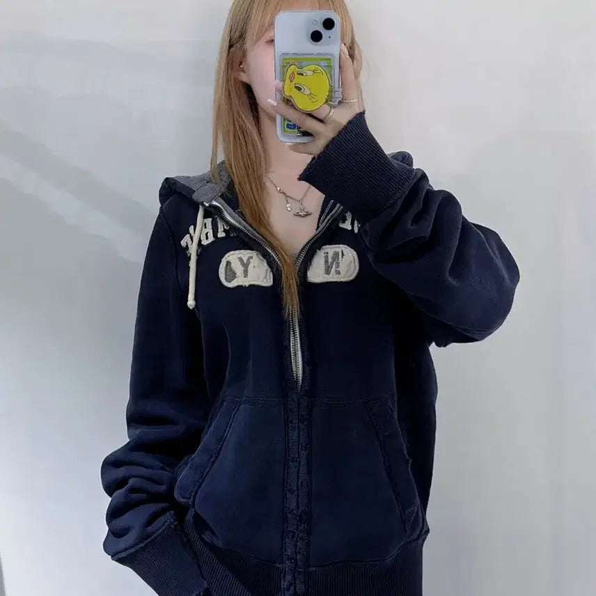 [BUNJANG] Abercrombie & Fitch Heavy Sweat Big Logo Hoodie Zip-Up / 아베크롬비 빅로고 헤비스웻 후드집업