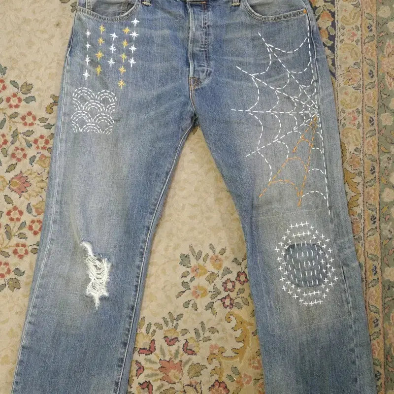 [BUNJANG] Levi's 501 36x34 Sashiko Repair Custom Jeans / 리바이스 501 36x34 사시코 리페어 커스텀