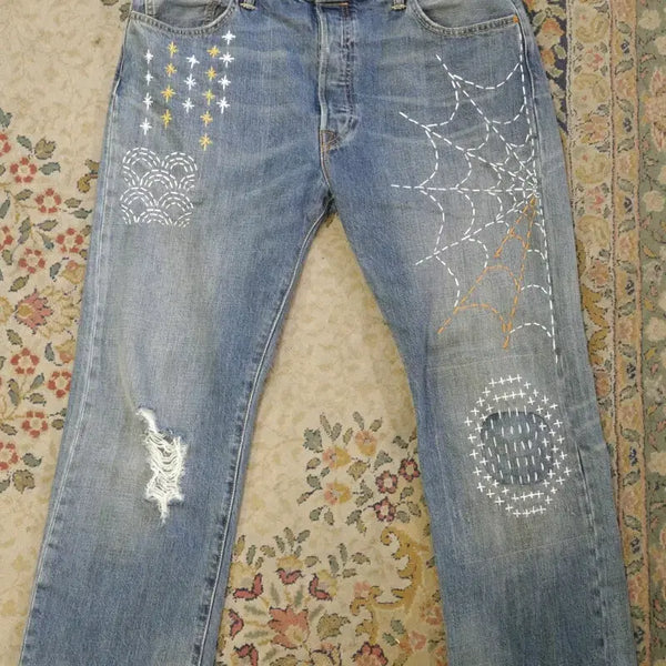 [BUNJANG] Levi's 501 36x34 Sashiko Repair Custom Jeans / 리바이스 501 36x34 사시코 리페어 커스텀