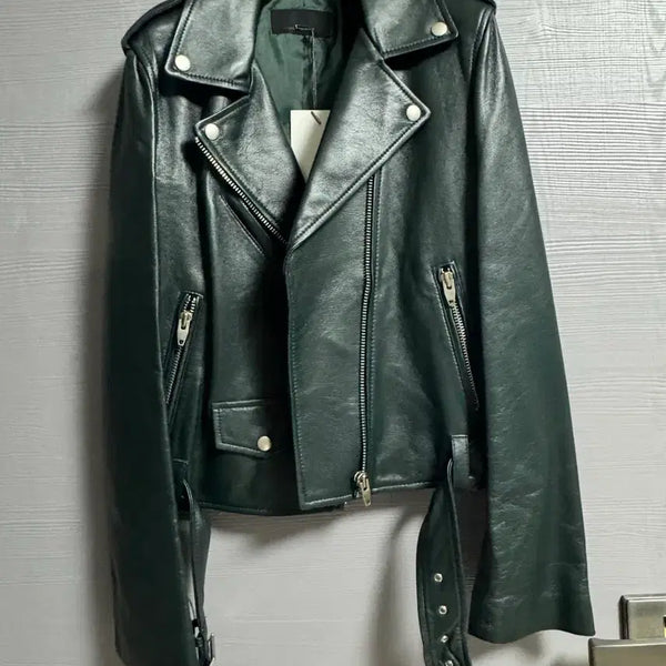 [BUNJANG] Voice of Voice Leather Rider Jacket Deep Green / 보이스 오브 보이스 레더 라이더 자켓 딥그린