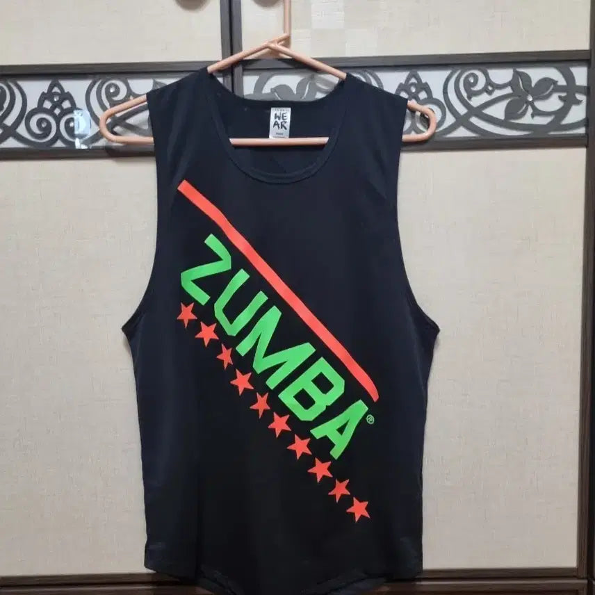 [BUNJANG] Zumba Black Sleeveless T-Shirt Cover-Up / 줌바 블랙 민소매 티셔츠 커버업