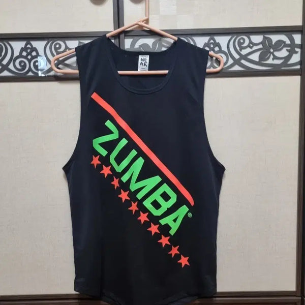 [BUNJANG] Zumba Black Sleeveless T-Shirt Cover-Up / 줌바 블랙 민소매 티셔츠 커버업