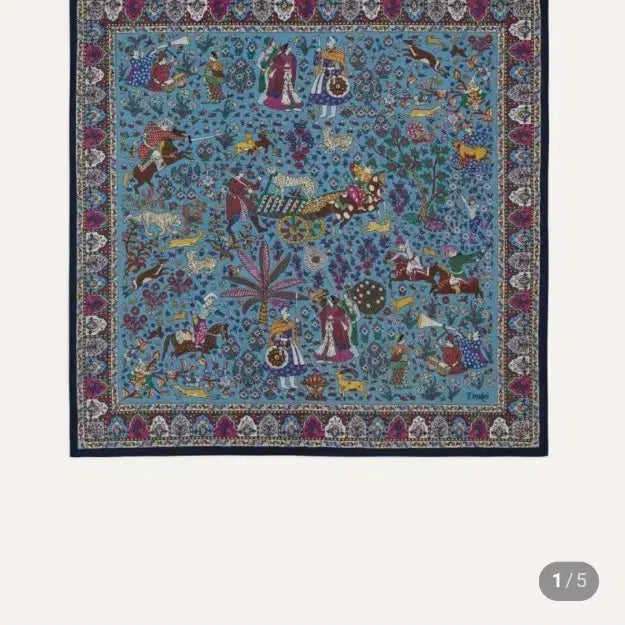 [BUNJANG] Drakes Navy Floral Mughal Print Wool-Silk Bandana / 드레익스 Navy Floral Mughal Print Wool-Silk