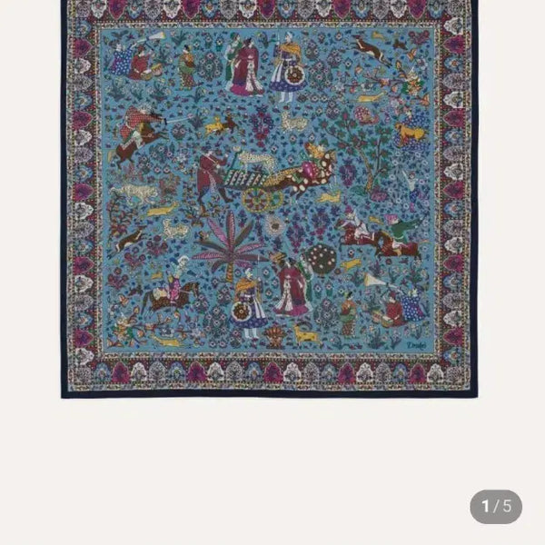 [BUNJANG] Drakes Navy Floral Mughal Print Wool-Silk Bandana / 드레익스 Navy Floral Mughal Print Wool-Silk