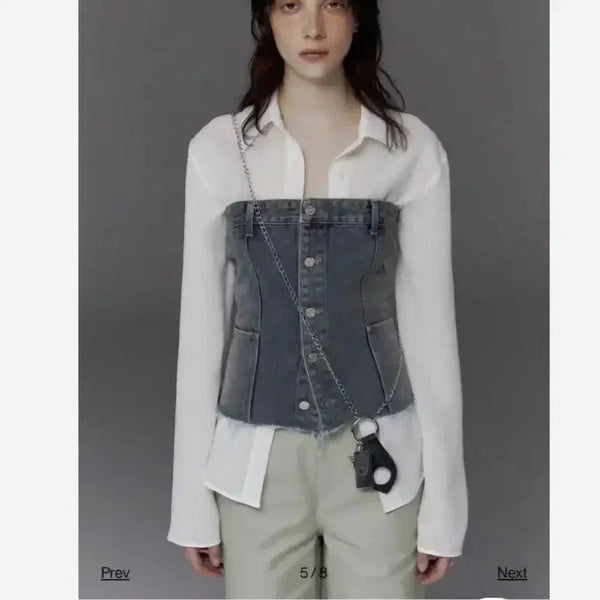 [BUNJANG] Studio Table Denim Bustier Top / 새상품 스튜디오테이블 데님 뷔스티에 탑