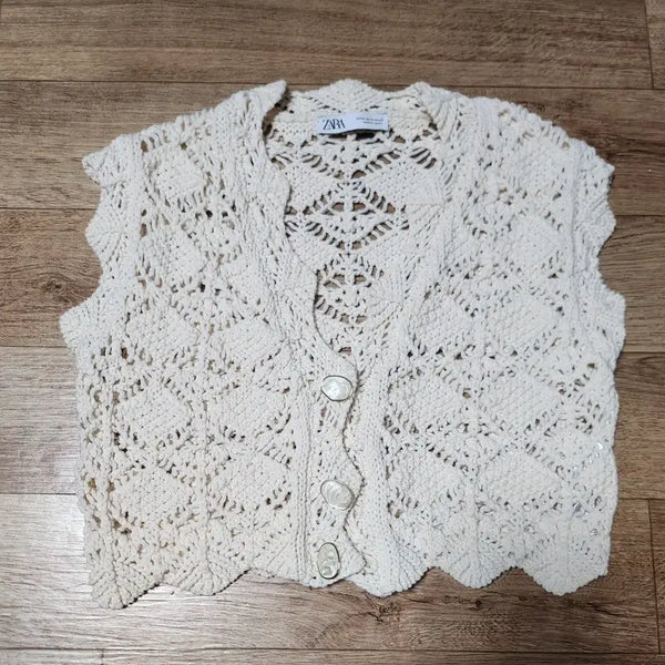 [BUNJANG] Zara Knit Vest Ivory Pattern / 자라 니트베스트