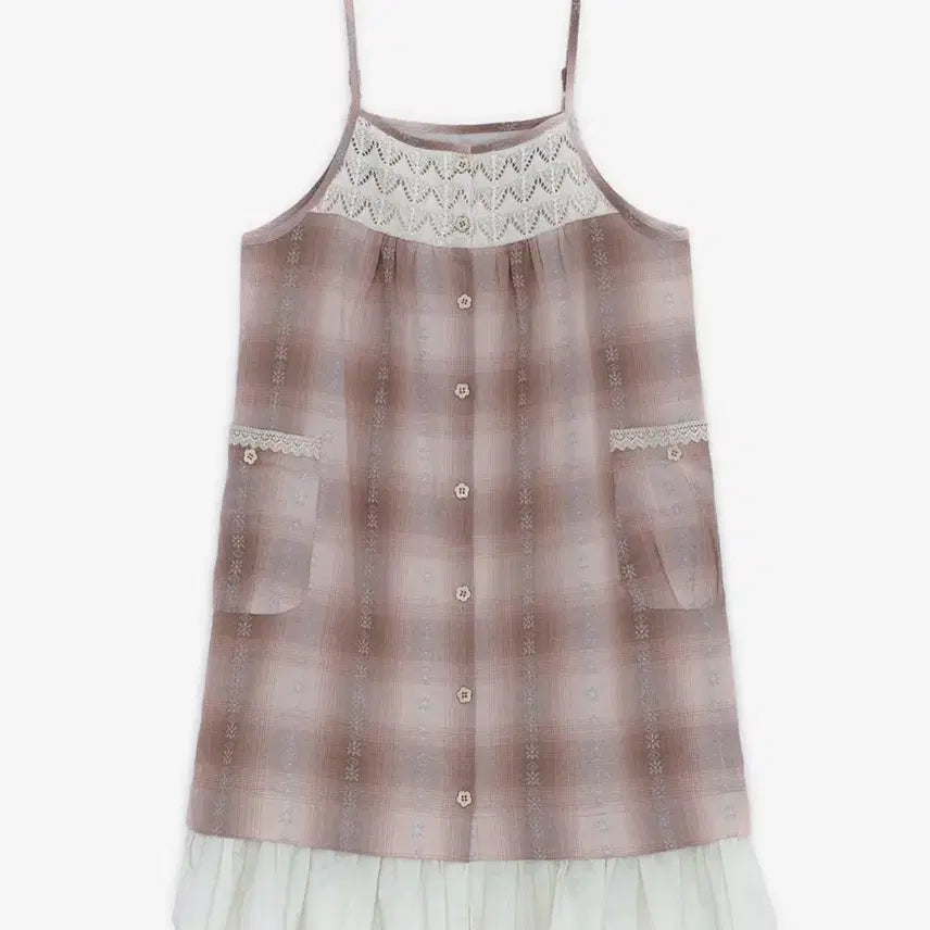[BUNJANG] Hug Your Skin Mori Button Layered Dress (Pink) - Mori Girl Style / 허그유어스킨 모리 버튼 레이어드 드레스 (핑크) 빈티지 모리걸 원피스 허유스 하구미 페어리 코케트 코티지코어 일본