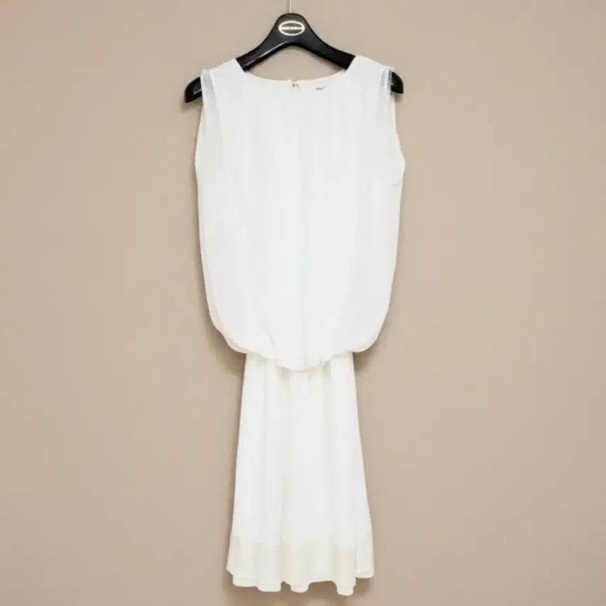 [BUNJANG] White Chiffon Sleeveless Summer Dress / 55 한번 착용 화이트 쉬폰 원피스 민소매 나시 흰색 여름 정장 여자