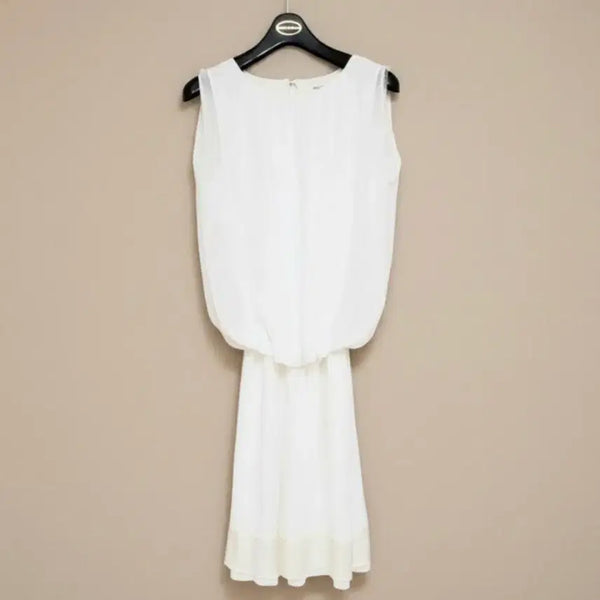 [BUNJANG] White Chiffon Sleeveless Summer Dress / 55 한번 착용 화이트 쉬폰 원피스 민소매 나시 흰색 여름 정장 여자
