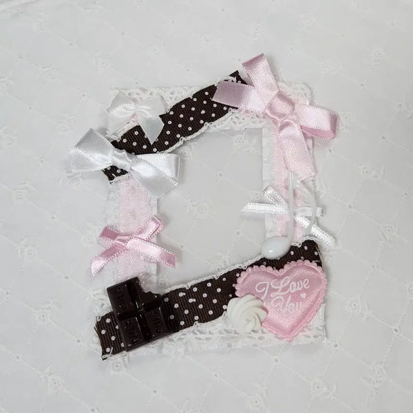[BUNJANG] Handmade Chocolate Dot Ribbon Lace Decoden Photocard Holder Toploader / 초코땡땡이 리본 레이스탑꾸 데코덴탑꾸 포카홀더 탑로더