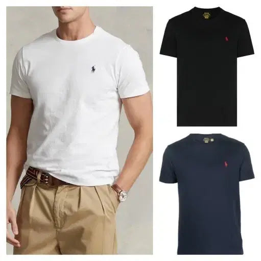 [BUNJANG] Polo Ralph Lauren Basic Logo T-Shirt White/Black/Navy / 폴로 랄프로렌 기본 로고 반팔티 화이트/블랙/네이비