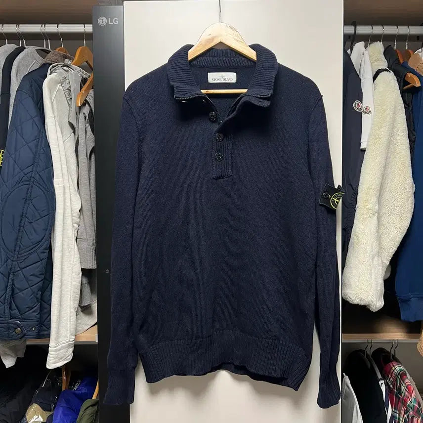 [BUNJANG] Stone Island Patch Half-Zip Knitwear / [XL]스톤아일랜드 와펜 패치 반집업 니트