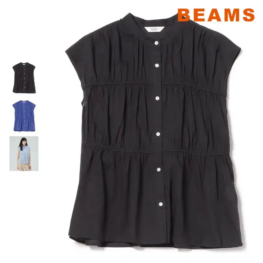 [BUNJANG] BEAMS HEART Ruffled Gather Blouse / 빔즈 하트 셔링 개더 블라우스