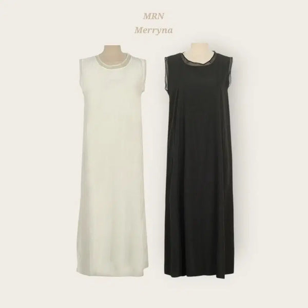 [BUNJANG] Merryna See-Through Sleeveless Long Dress 2 Colors / [빠른배송] 시스루 나시 롱 원피스 2color