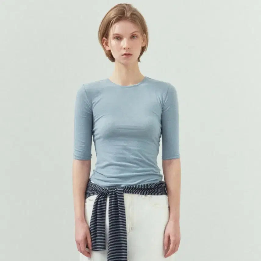 [BUNJANG] AvieMois Slim Fit Half Sleeve T-shirt / (새상품) 아비에무아 슬림핏 하프 슬리브 티셔츠 5부 반팔티