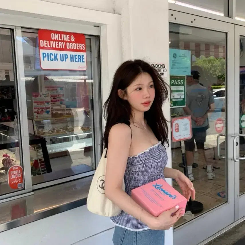 [BUNJANG] Ont Blue Halter Blouse / 온트 블루 홀터 블라우스 홀터넥