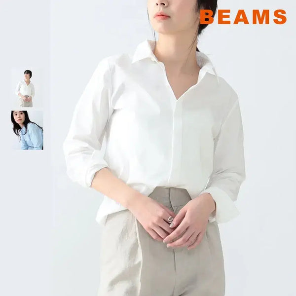 [BUNJANG] BEAMS DEMILUX AK+1 Embroidered Regular Collar Shirt / 빔즈 데미룩스 AK+1 자수 레귤러 칼라 셔츠