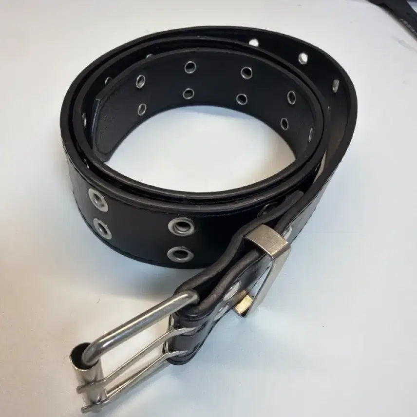 [BUNJANG] Double Eyelet Black Belt / 더블 아이렛 블랙 벨트