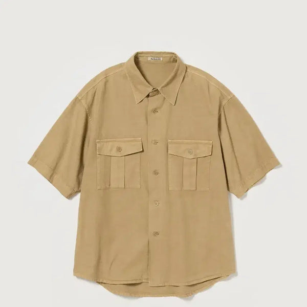 [BUNJANG] Auralee Product Dyed Finx Gabardine Half Sleeve Shirt Size 5 / 오라리 프로덕트 다이드 핀스 개버딘 하프 슬리브 셔츠 5