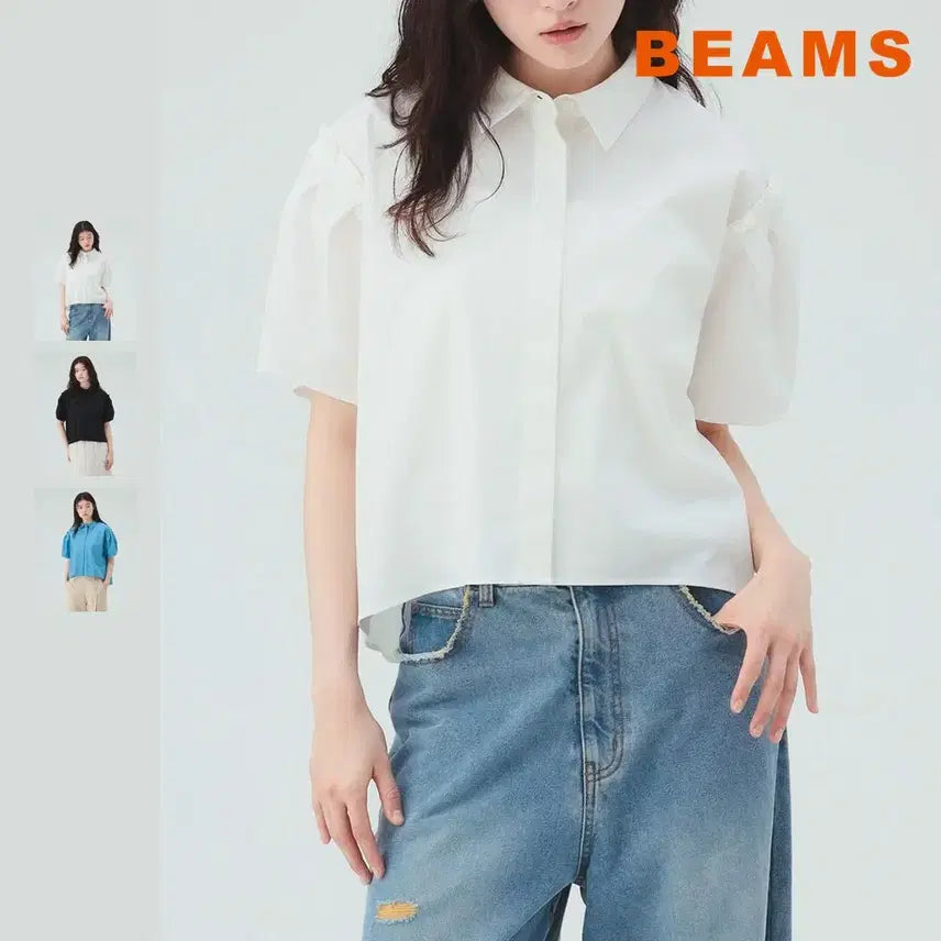 [BUNJANG] BEAMS Heart Shoulder Tuck Big Shirt Blouse SS26 / 빔즈 하트 숄더턱 빅 셔츠 블라우스 26SS