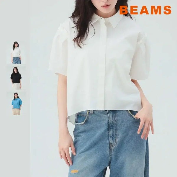 [BUNJANG] BEAMS Heart Shoulder Tuck Big Shirt Blouse SS26 / 빔즈 하트 숄더턱 빅 셔츠 블라우스 26SS