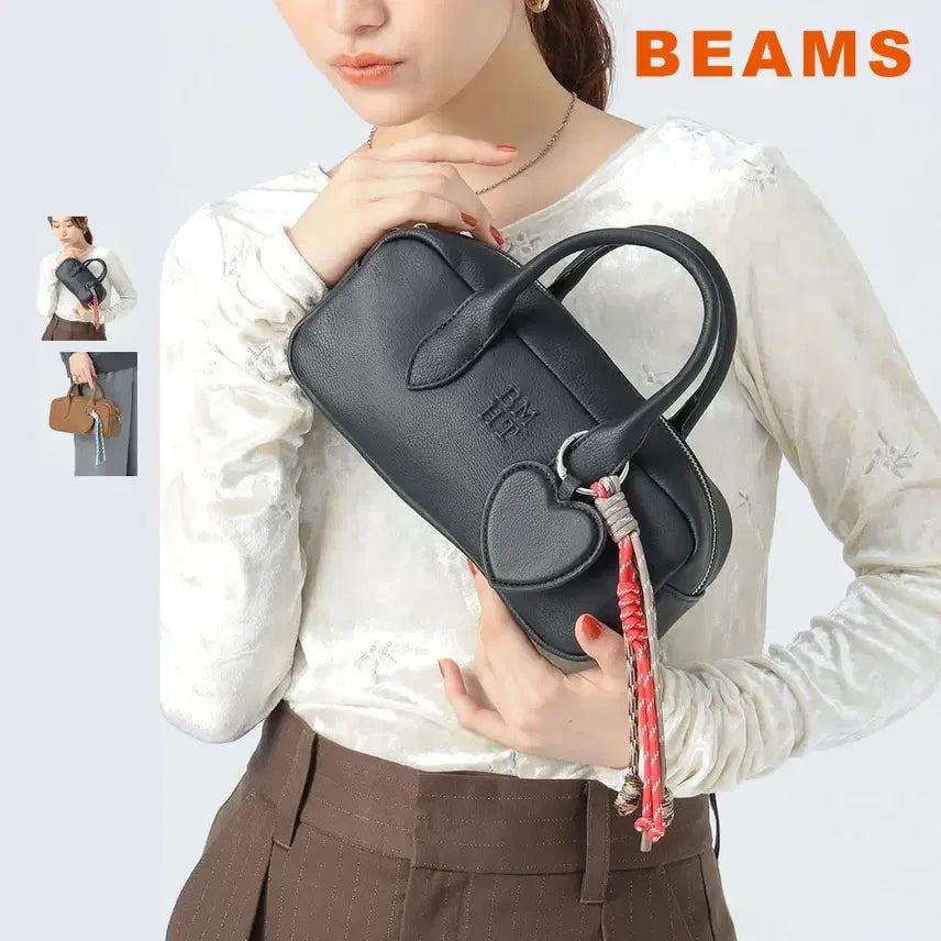 [BUNJANG] Beams Heart Charm Boston Bag / 빔즈 하트 참 장식 보스턴 가방