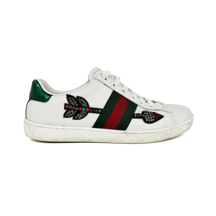[BUNJANG] Gucci Ace Crystal Arrow Women's Sneakers Size 35 / [35]구찌 에이스 크리스탈 애로우 여성 스니커즈