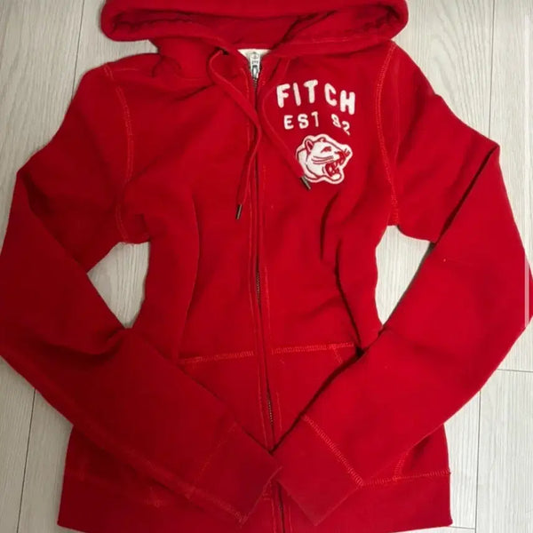 [BUNJANG] Abercrombie & Fitch Red Tiger Logo Zip-Up Hoodie / 아베크롬비 후드집업