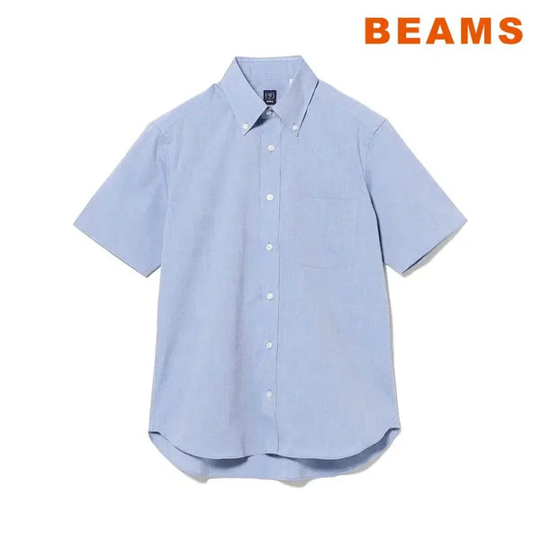 [BUNJANG] BEAMS F COOLMAX Chambray Short Sleeve Button-Down Shirt (Blue) / 빔즈 에프 쿨맥스 샹브레이 반팔 버튼다운 셔츠 26SS