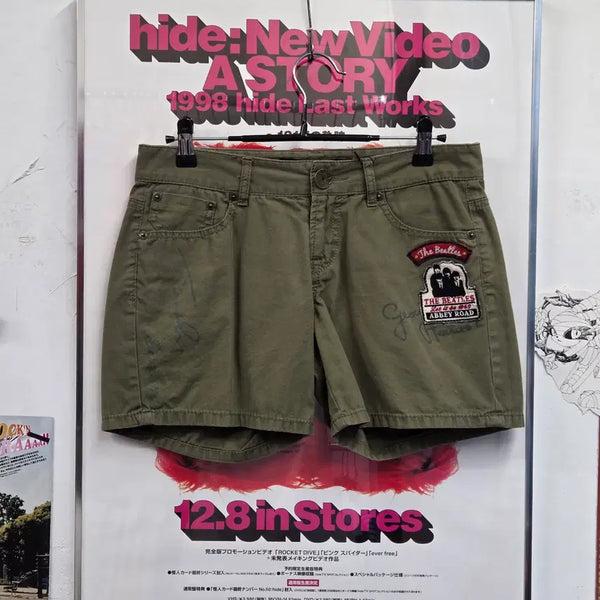 [BUNJANG] ASK The Beatles Patch Point Khaki Short Pants / ASK 비틀즈 패치 포인트 카키 숏 팬츠