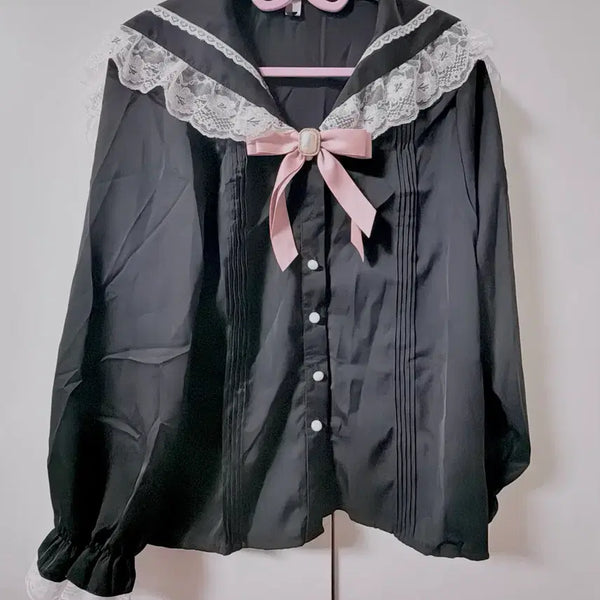 [BUNJANG] Sailor Collar Ribbon Blouse / 세일러 카라 리본 블라우스 지뢰계
