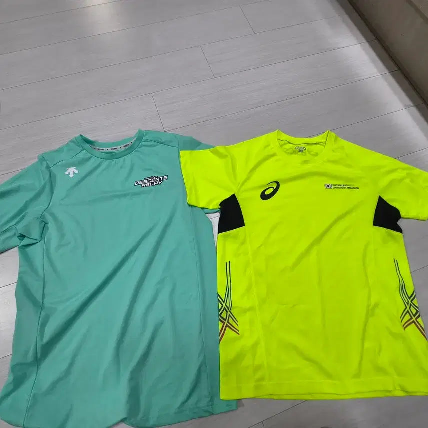 [BUNJANG] Descente Relay T-Shirt & ASICS Marathon T-Shirt Set / 데상트 릴레이 티셔츠 / 아식스 마라톤 반팔 티셔츠