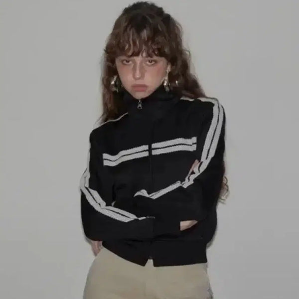 [BUNJANG] Benesee Lace Track Jacket Black / 벤에시 레이스 트랙 자켓