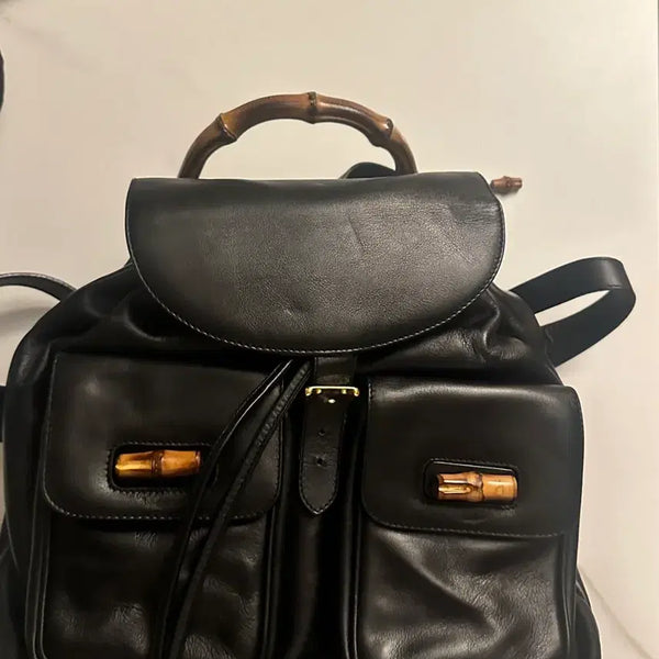 [BUNJANG] Gucci Bamboo Backpack Black / 구찌 대나무 백팩 블랙 뱀부 백팩