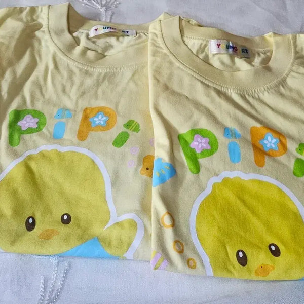 [BUNJANG] Youngart Pipi Short Sleeve T-Shirt / 영아트 피피 반팔티셔츠 고전문구 레트로 빈티지 방꾸 소품 병아리 캐릭터