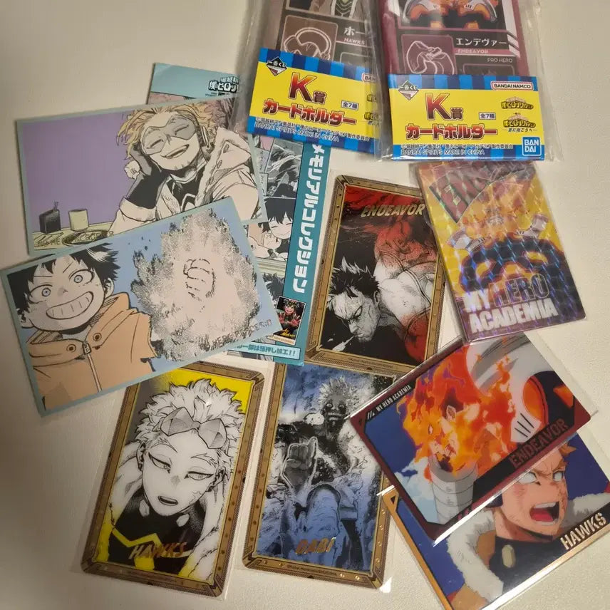 [BUNJANG] My Hero Academia Hawks, Endeavor, Dabi Original Art Exhibition Memorial Clear Card Holder & Cards Set / 히로아카 나히아 호크스엔데버다비 원화전 메모리얼 금박클리어 쿠지 카드홀더