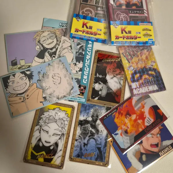 [BUNJANG] My Hero Academia Hawks, Endeavor, Dabi Original Art Exhibition Memorial Clear Card Holder & Cards Set / 히로아카 나히아 호크스엔데버다비 원화전 메모리얼 금박클리어 쿠지 카드홀더