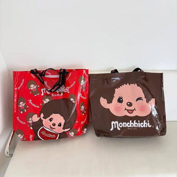 [BUNJANG] Big Monchhichi Waterproof Eco Bag Polka Dot Shopper Bag / 빅 몬치치 방수 에코백 장바구니 도트쇼퍼백