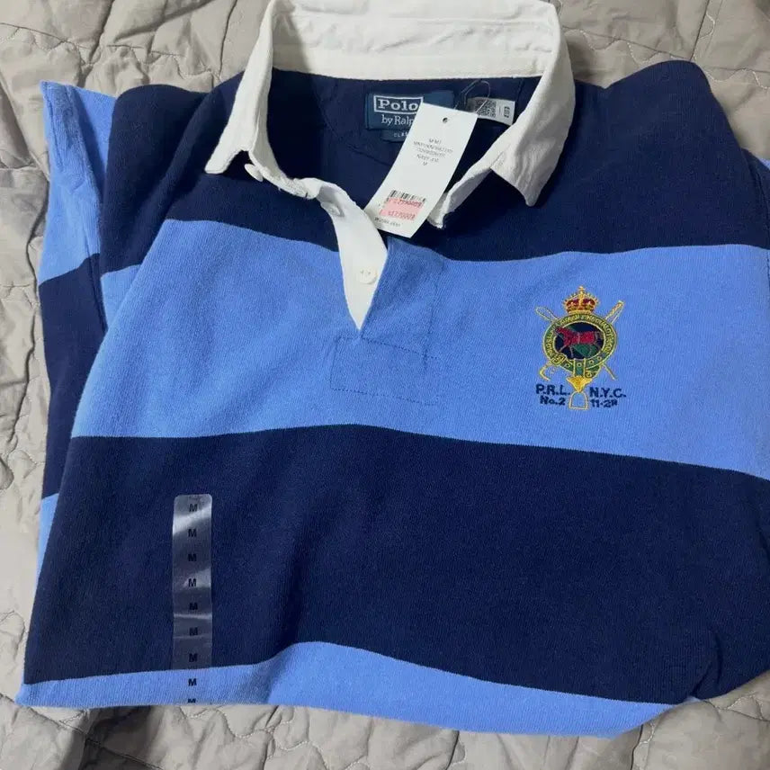 [BUNJANG] Polo Ralph Lauren Striped Rugby Shirt Navy/Blue M / 폴로 랄프로렌 단가라 럭비티 네이비/블루 M