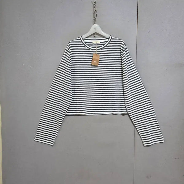 [BUNJANG] Striped Long Sleeve Loose Fit T-Shirt / 여름활용 긴팔 루즈핏 티셔츠 FF   n7616  미착용제품