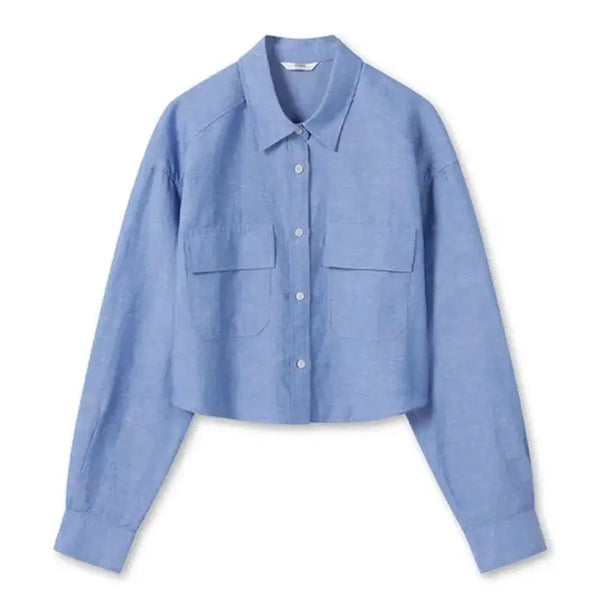 [BUNJANG] TOPTEN Linen Two-Pocket Cropped Shirt / 탑텐 리넨 투포켓 크롭셔츠 여성의류 새제품