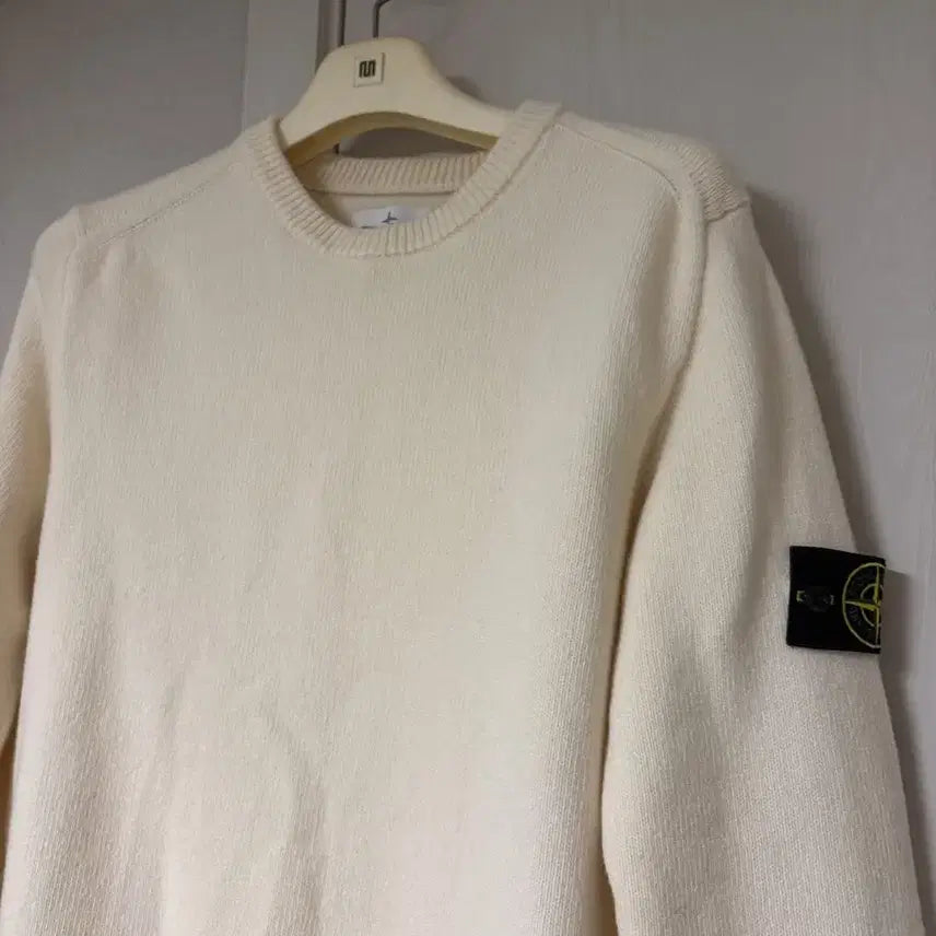 [BUNJANG] Stone Island Lambswool Ivory Knit XL / [새상품급/XL]스톤아일랜드 램스울 아이보리 니트 Xl 새상품급