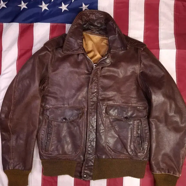 [BUNJANG] Genuine US-Made Schott Bros. G-1 Type Real Leather Flight Jacket / 오리지날 미국제조 쇼트사 미해군 G-1 TYPE 리얼레더 항공점퍼