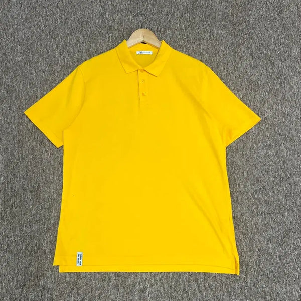 [BUNJANG] Zara Yellow Short Sleeve Polo Shirt M / 자라 ZARA 옐로우 반팔 카라티 M