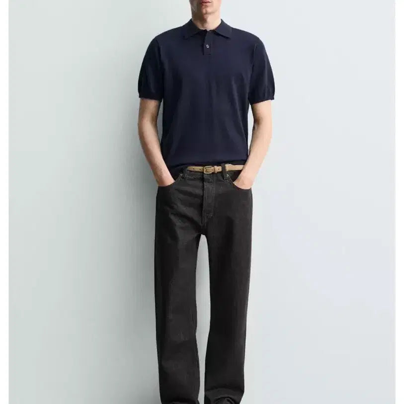 [BUNJANG] Zara Origins Regular Fit Knit Polo Shirt Navy / zara origins 레귤러핏 니트 폴로 셔츠