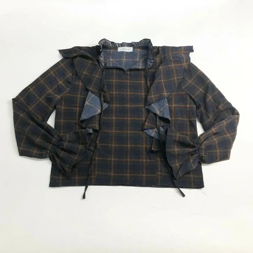 [BUNJANG] Check Frill Blouse / 체크 프릴 블라우스