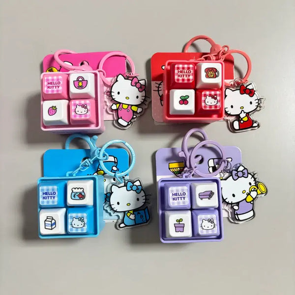 [BUNJANG] Sanrio Hello Kitty 4-Keycap Keyring LED Clicker / 산리오 헬로키티 4구 키캡 키링 LED 딸깍이 클리커 키보드