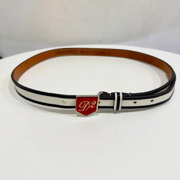 [BUNJANG] DSQUARED2 Men's Leather Belt White/Navy Size S / DSQUARED2 남성 가죽 벨트 S사이즈 정품