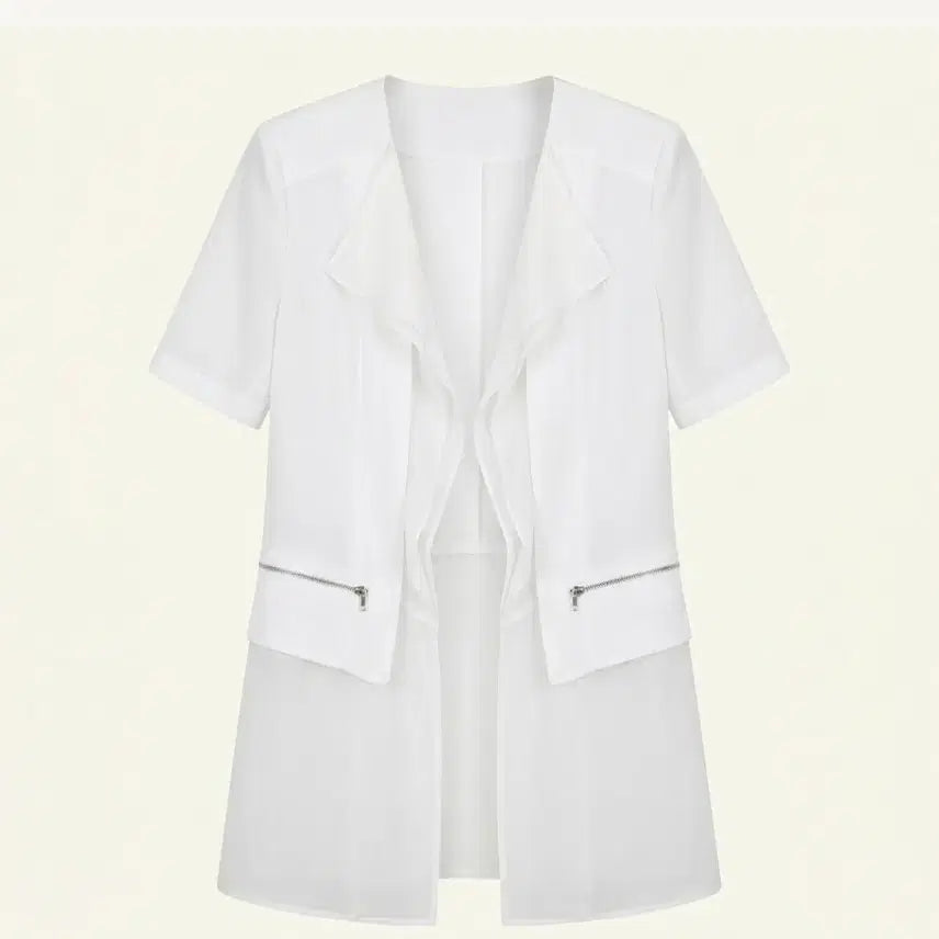 [BUNJANG] Catrinetto White Chiffon Summer Jacket / (새상품86%)까뜨리네뜨 여름 화이트 쉬폰자켓